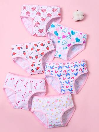 6pcs/Pack Random Korean Young Girl Underwear, Cute Ditsy Floral & Carrot Print, Comfortable Briefs And Panties For Toddlers And Little Young Girl