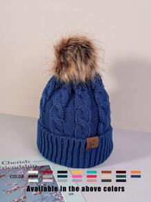 1pc Knitted Hat With Embroidery Graphic And Pom Pom, Unisex Y2K Style, Outdoor Warm Casual Beanie Hat For Commuting In Winter - Knitted Hat - View 27