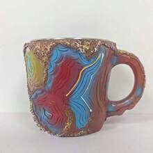 Imitation Mineral Crystal Coffee Resin Cup Large Capacity 400ml, Asymmetrical Creative Design Novel Coffee Cup Mug (Including Liner) - Multicolor - View 15