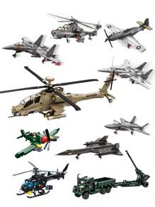 Large Aircraft Building Blocks, SR-71 Blackbird Reconnaissance Aircraft / WZ10 Helicopter Gunship / F-15 Hawk Fighter / P51 Mustang Fighter, Home Office Decoration, Collectible Building Block Toys,For Birthday Gifts,Christmas Toys