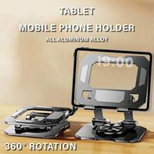 360° Rotating Universal Mobile Phone Tablet Holder Adjustable Lifting Foldable Non-Slip Desktop Stand For Phone And Tablet - Silver - View 5