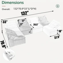 [NEW ARRIVED] [VIDEO PROVIDED]Modular Sofa No Armrests At Will DIY Corduroy Neck Pillow-Back Lounge Sofa Chair Reading Nook Or Apartment Living Lumbar Pillow 6 Seats Upholstered Beige - Beige + Upholstered + Foam + 6 Seat as pic - View 2