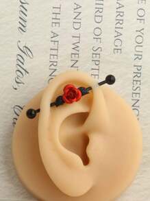 1-6 件 14G 不锈钢工业杠铃耳环软骨身体穿孔首饰 38 毫米 1&1/2 英寸工业穿孔棒