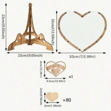 1 张心形邀请卡创意 DIY 木制工艺品、婚礼桌面装饰、婚礼用品、婚礼签到卡、节日、母亲节、生日派对 - 原木色 - 查看 7