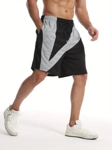 Pantalones cortos de malla para hombre con parches, shorts deportivos ligeros para gimnasio, correr, baloncesto, entrenamiento al aire libre