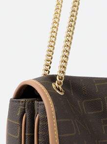 FION Bolso de hombro/axilar de mujer con cadena, bolso clásico con monograma y colgante de Corgi FAAFJGC053