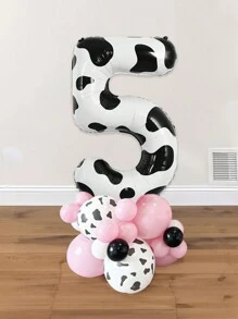 21 件/套奶牛场生日派对气球装饰，40 英寸（101.6 厘米）数字 0-9 生日周年纪念气球套装，奶牛印花气球，生日农舍装饰，牛仔主题数字气球，谷仓装饰，圣诞节 - 彩色 - 查看 9