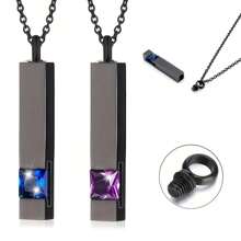 Urn Necklaces For Ashes Birthstone Cube Urns For Human Ashes Memorial Cremation Urn Locket Keepsake Ashes Jewelry - Multicolor - View 7