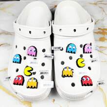 Fashion The Clogs Accessorized With Cartoon Pixel Decorations Have Great Charm - 10pcs 1set - View 4