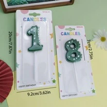 10 件/1 件绿色卡通恐龙数字 0-9 蛋糕装饰蜡烛，适用于生日周年纪念派对恐龙主题蛋糕装饰用品 - 彩色 - 查看 8