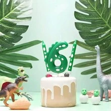 10 件/1 件绿色卡通恐龙数字 0-9 蛋糕装饰蜡烛，适用于生日周年纪念派对恐龙主题蛋糕装饰用品 - 彩色 - 查看 5