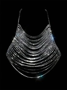 Multi-Layer Fringe Chest Chain For Women, Suitable For Parties And Dances - Silver - View 4