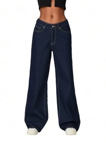 Women Fashion Jeans Star Pattern Loose Denim Pants Spring Fall Casual Low Waist Trousers