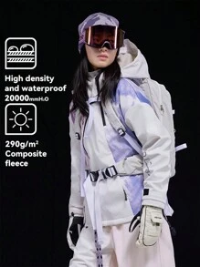 VECTOR MOTION Chinesischer Stil Fleece Skijacke, Unisex Halb-Reißverschluss Sport Kapuzenpullover, wind- und wasserbeständig, leicht, warm, atmungsaktiv, langanhaltend