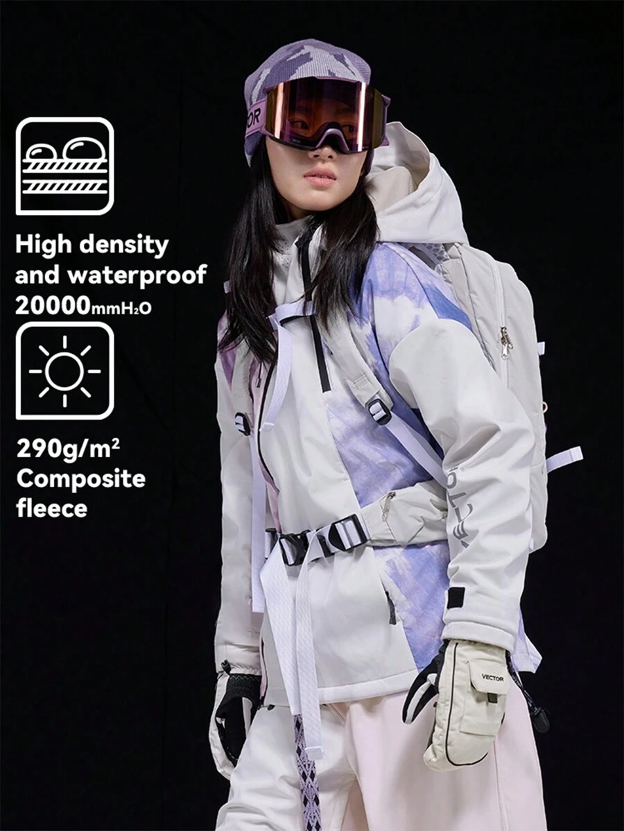 VECTOR MOTION Chinesischer Stil Fleece Skijacke, Unisex Halb-Reißverschluss Sport Kapuzenpullover, wind- und wasserbeständig, leicht, warm, atmungsaktiv, langanhaltend