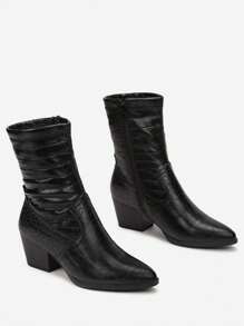 Damen Ankle Boots mit seitlichem Reißverschluss und Absatz im Chunky-Stil