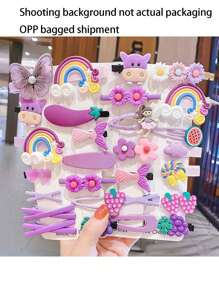 14pcs Purple Hair Accessories Set Including Hair Clip, And Hair Ties Cute - Purple - View 2