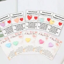 10 Stück bunte Harz-Herzgrußkarten mit emotionaler Unterstützung - süßes Liebesgeständnis Geschenk, mit kleiner Tasche zum Halten eines Geschenks als perfektes Valentinstags-Geschenk, witzig, Grußkarte, Valentinstag, Hochzeit