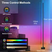 Đèn sàn RGB có ứng dụng và điều khiển từ xa, đèn góc LED, đèn sàn thông minh hiện đại 1000 Lumen có đồng bộ nhạc và 16 triệu màu DIY, đèn sàn đứng đổi màu cho phòng ngủ, phòng khách và phòng chơi game, 1/2 chiếc - Nhiều màu - Xem 3