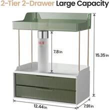 Delamu Bathroom Organizers And Storage, 2-Tier 2-Drawer Makeup Organizer Countertop, Easy To Install, Ideal For Bathroom Storage, Vanity, Large Skincare, Perfume, Present, And More, Amber - 綠色 - 查看 4