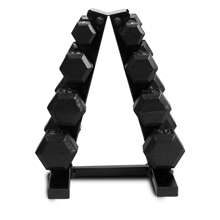 Cap Barbell 100 Lb Cast Iron Hex Dumbbell Weight Set With Rack, Black - Black - View 5