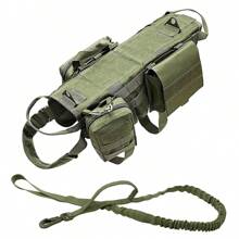 2pcs Tactical Dog Harness With 3 MOLLE Webbing Pouches And 1 Elastic Leash, Adjustable Military Dog Vest, Heavy Duty Chew Resistant Dog Chest Strap For Walking, Hiking And Training - Multicolor - View 24