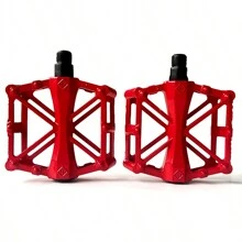 1 Pair Red Aluminum Alloy Mountain Bike Pedals With Anti-Slip Function
