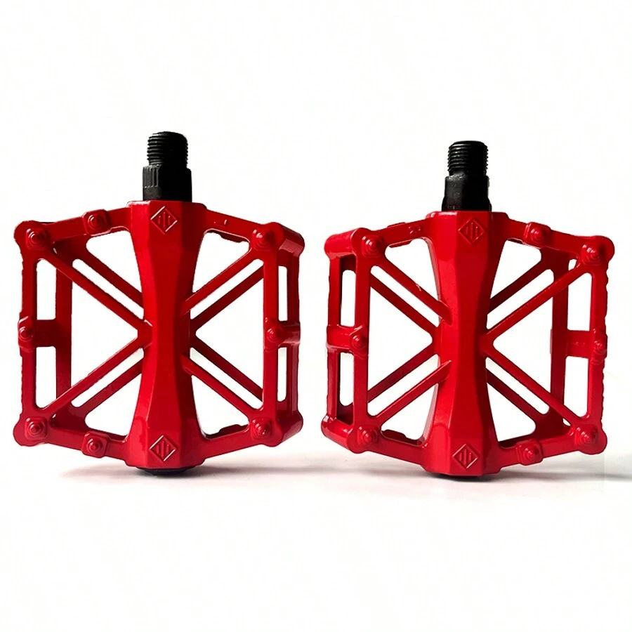 1 Pair Red Aluminum Alloy Mountain Bike Pedals With Anti-Slip Function