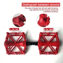 1 Pair Red Aluminum Alloy Mountain Bike Pedals With Anti-Slip Function