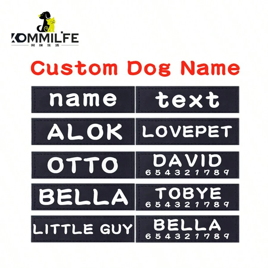 2 PIEZAS de etiquetas de identificación de perro personalizadas de PU, pegatinas con parche de etiqueta de arnés de perro, etiqueta de nombre personalizada para arnés y etiqueta de perros - Blanco - Ver 1
