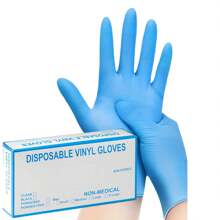 100只一次性手套，超耐用，蓝色/粉色/黑色/白色/紫色一次性丁腈乳胶手套，适用于厨房、纹身、染发、宠物护理、美容院和家居清洁，多用途一次性手套。注意包装方式为袋装，原因：运输过程中不易损坏。