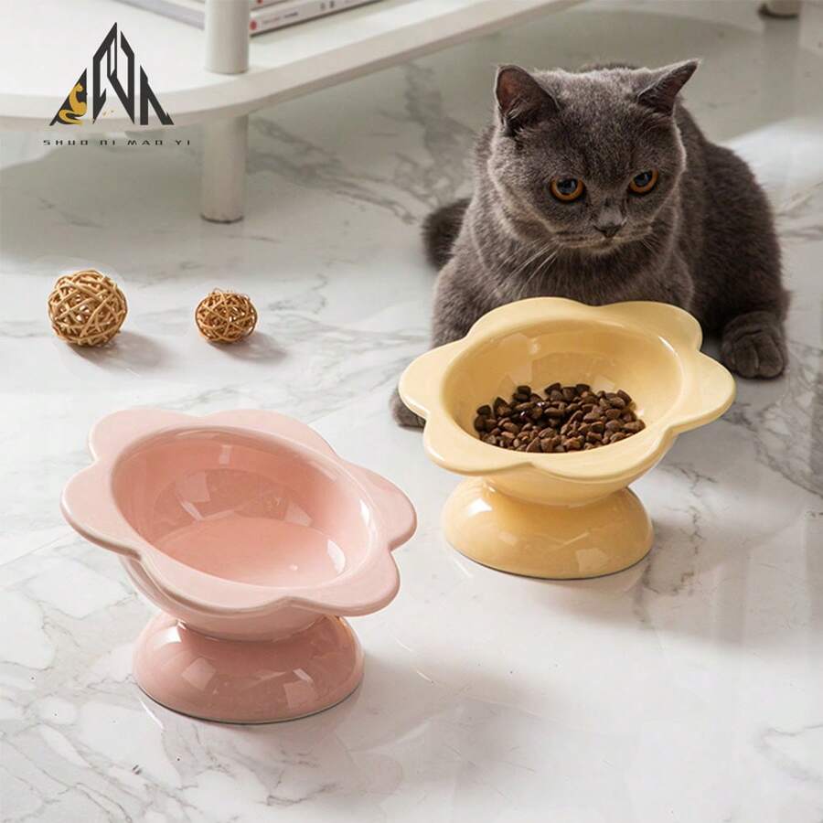 Popxstar  Suction Cup Pet Bowl Adjustable Cat Dog Protection Cervical Spine Water Bowl Slanted Mouth High Foot Food Container Anti Knock