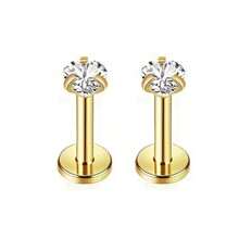 1 Pair Of 16G Stainless Steel Round Heart Five-Pointed Star Zirconia Lip Stud Nose Stud Lip Stud Monroe Lip Ring Spiral Earrings
