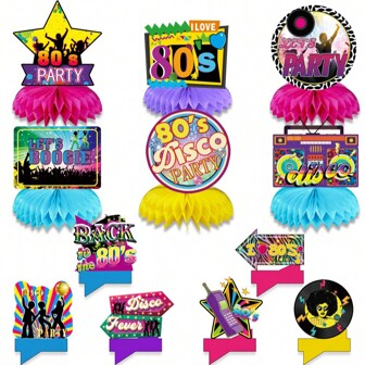 12 件 80 年代主题桌面装饰蜂窝 蜂窝生日派对装饰用品派对蜂窝，圣诞节