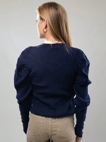 Shopilinc Women's Basic Sweater Navy Blue - Navy Blue - View 3