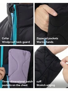 VECTOR MOTION Ski Thermal Insulated Jacket, Primaloft Lightweight Windproof, Unisex Moisture Wicking Outdoor Ski Mid Layer Jackets, For Skiing Single/Double Board Equipment