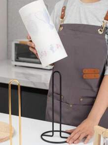 1 Giá đựng khăn giấy dọc, Giá để khăn giấy trên bàn bếp gia đình không cần đục lỗ, Tổ chức lưu trữ sáng tạo của Bắc Âu dành cho màng bọc thực phẩm, Giấy thấm dầu, Khăn lau, Đen/Vàng/Bạc - màu đen - Xem 3