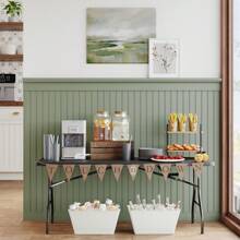 Mainstays 6 Foot Bi-Fold Plastic Folding Table, White - 黑色 - 查看 5