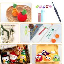 12/24/38 Stück gemischte Farben Häkelgarn-Set, beinhaltet 3,5 MM Häkelnadel und 5 Maschenmarkierer und 6 Nähnadeln, geeignet für DIY Handwerk, Nähen, Stricken und Häkeln (zufällige Farbe, zufällige Verpackung)