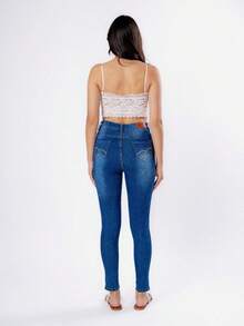 Skinny Jeans, Blue, Ripped, Fit Your Legs And Buttocks Naturally - 2-深藍色 - 查看 2