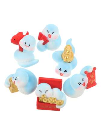 6 件家居装饰蛇派对装饰蛇艺术装饰车蛇雕像装饰家居桌面装饰工艺装饰迷你蛇模型（款式随机）最佳礼物