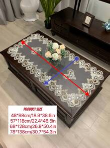 1pc Polyester Lace Edged Square Mesh Tablecloth, Boho Style, Heat Resistant, Dust-Proof, Suitable For Daily Home Decor, Holidays, Weddings, Parties - Two-color Phoenix Tail - View 2