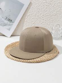 1pc Unisex Flat Bill Snapback Hat, Cool Hip Hop Style, Adjustable Solid Color Casual Polyester Sports Cap, Suitable For Outdoor, Beach, Spring/Summer/Autumn/Winter