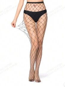 1 par de medias sexy de rejilla para mujer, medias de licra ajustada, medias de malla grande