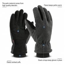 OZERO Winter Gloves -30°F Cold Proof Deerskin Suede Leather Insulated Water-Resistant Windproof Thermal Glove For Driving Hiking Snow Work In Cold Weather - Warm Gifts For Men And Women - Xám - Xem 3
