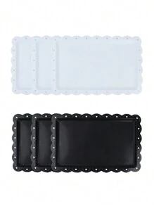 1/2/4/6pcs Plastic Rectangular & Heart Shaped Hollow Display Tray, Suitable For Cupcakes, Donuts, Macarons, Party, Birthday, Wedding, Afternoon Tea