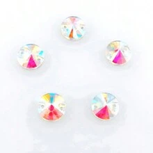 圆形玻璃多色闪亮手工缝纫水晶手工缝制水钻装饰珠平底带孔宝石 DIY 配件缝制宝石水钻用于装饰衣服、连衣裙、包、鞋子、胸针、耳环、手工艺品 - 彩色 - 查看 14