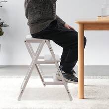 TFCFL 220.46 Lbs Step Stool, 3 Step Ladder, Folding Step Stool - White - View 4