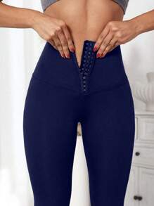 夏季运动单件高腰双扣弹力修身高腰裤，适合休闲、时尚、度假、运动、瑜伽、健身