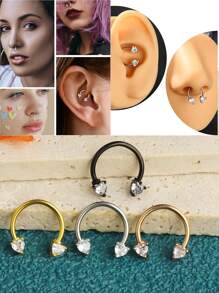 1 pieza Piercing de septum de acero inoxidable de 16G con diseño de estrella, corazón y mariposa, anillo de septum de 10mm como regalo de San Valentín o cumpleaños para mujeres y hombres